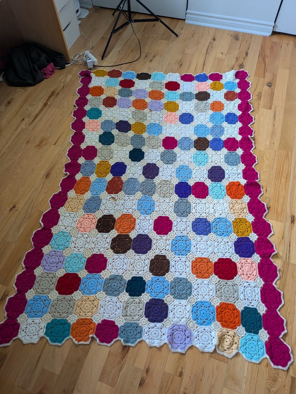 GRANNY Crochet Blanket Handmade Sofa Throw 74x48 Colorful Vintage Style